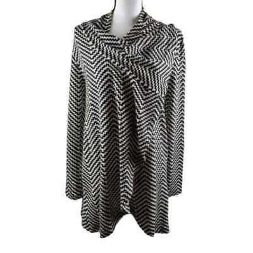 Chevron Open Front (Convertable to Cowl Neck) Cardigan by Skies Are Blue